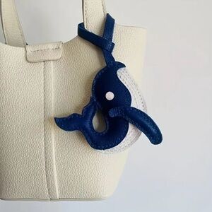 Navy Blue & White Whale Bag Charm, NEW